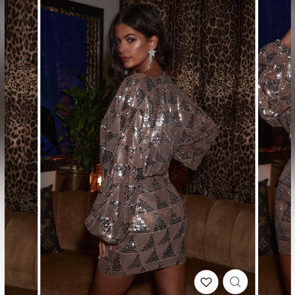 12th tribe - studio rose gold sequin mini dress